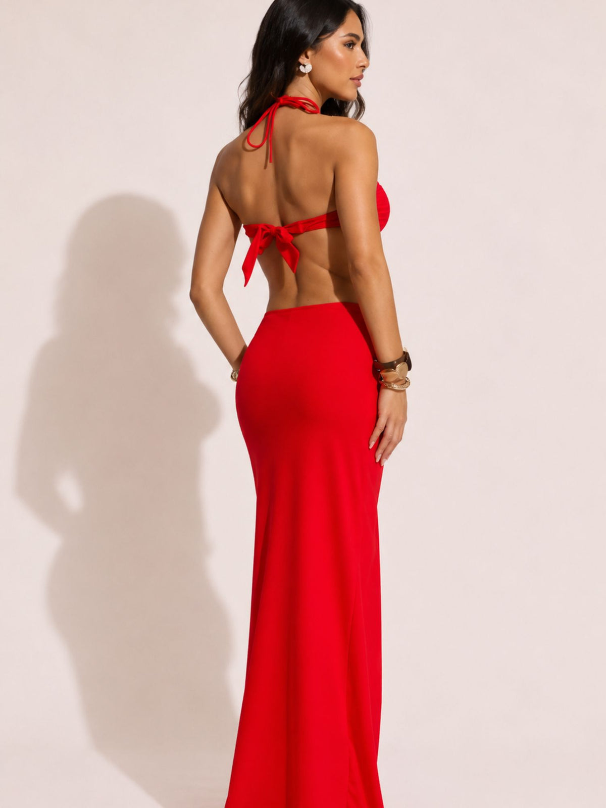 Red Halter Bikini & Maxi Skirt Set