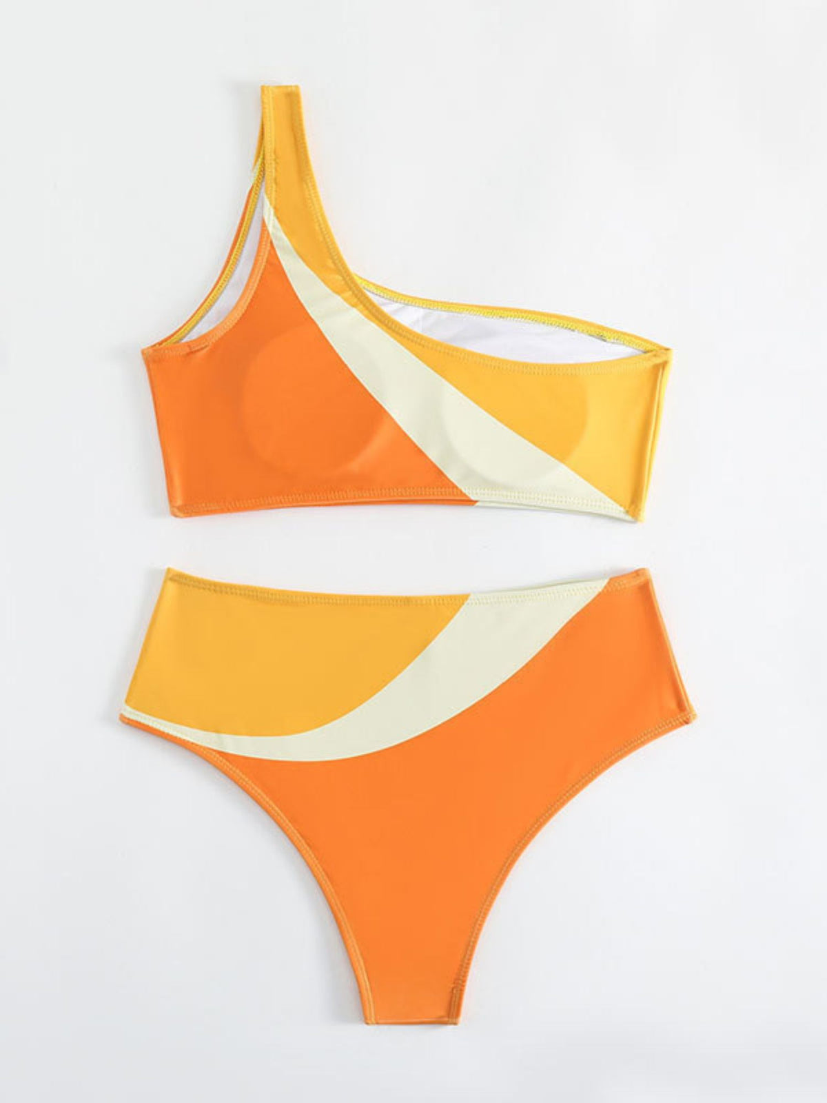 Sunset One Shoulder Colourblock Bikini Set