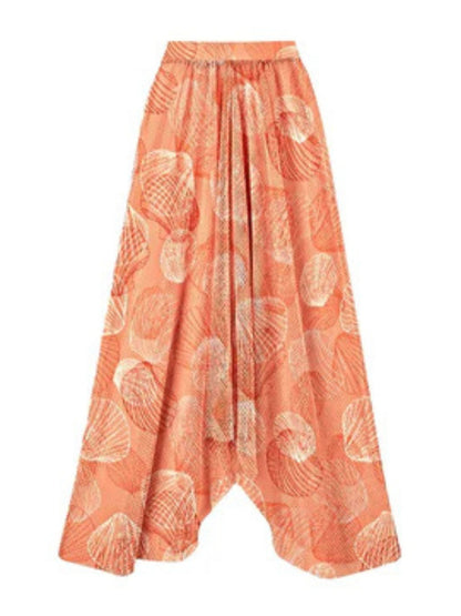 Peach Shell Bikini Set With Skirt