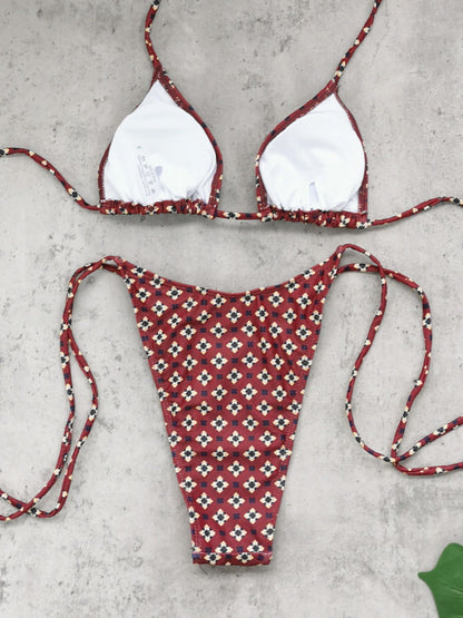 Rust Printed Triangle Bikini Set