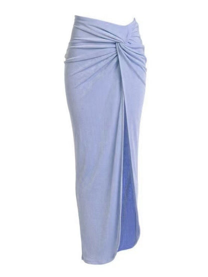 Periwinkle Blue Bikini Set With Skirt