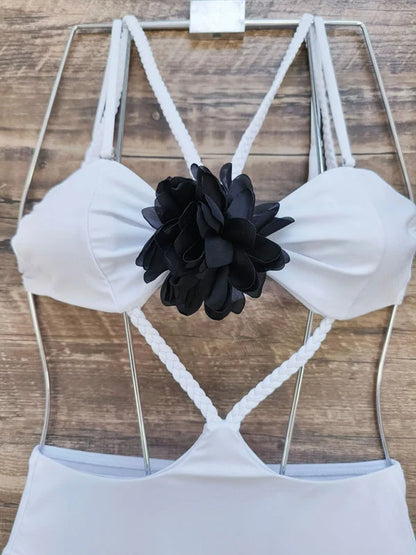 White Floral Cut-Out Monokini