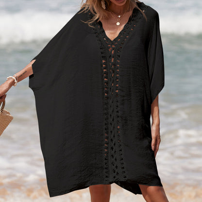Black Crochet Beach Kaftan