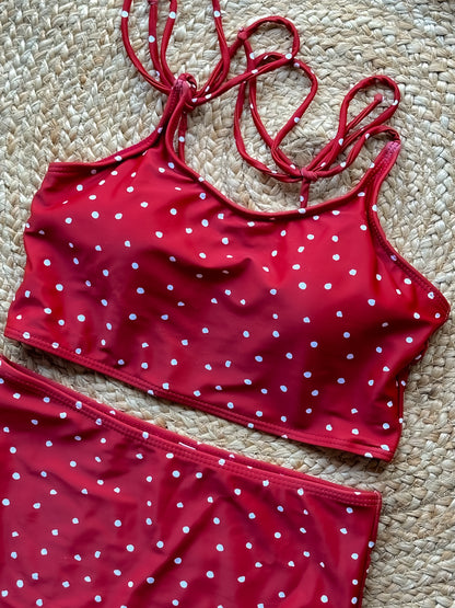 Retro Polka Dot High-Waist Bikini Set