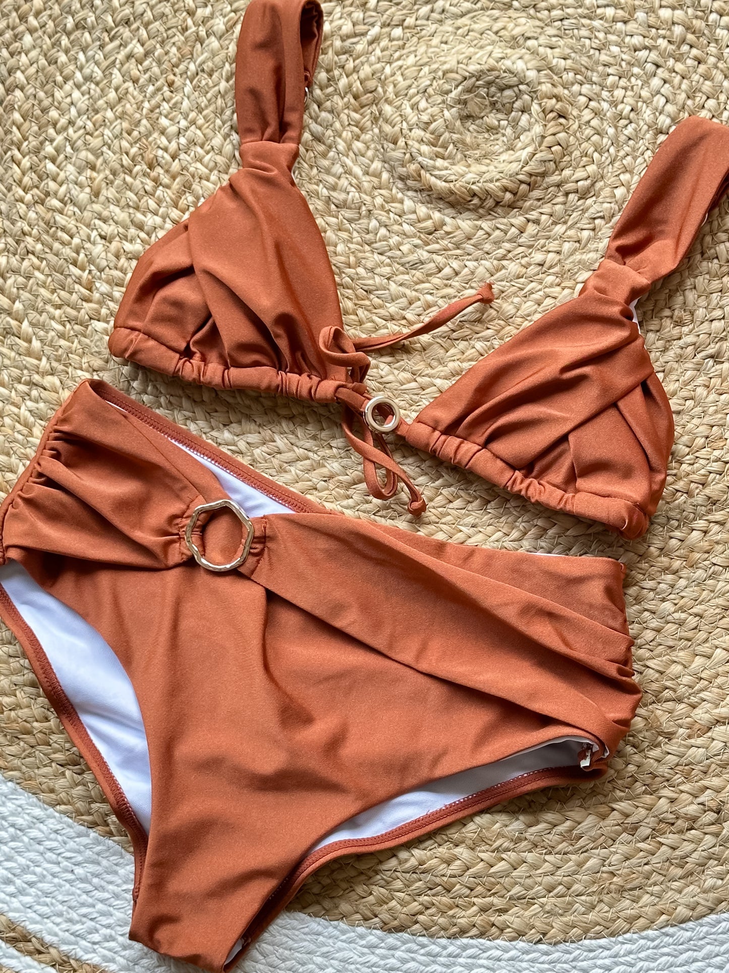 Chocolate Brown Ring Detail Bikini Set