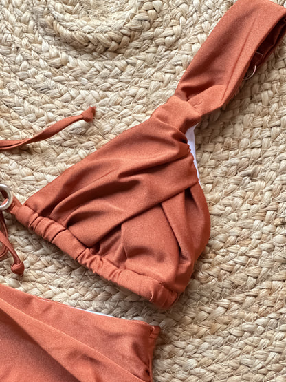 Chocolate Brown Ring Detail Bikini Set