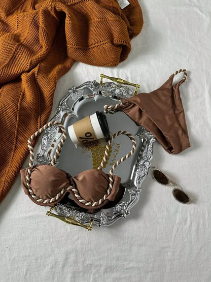 Mocha Rope Strap Bikini Set